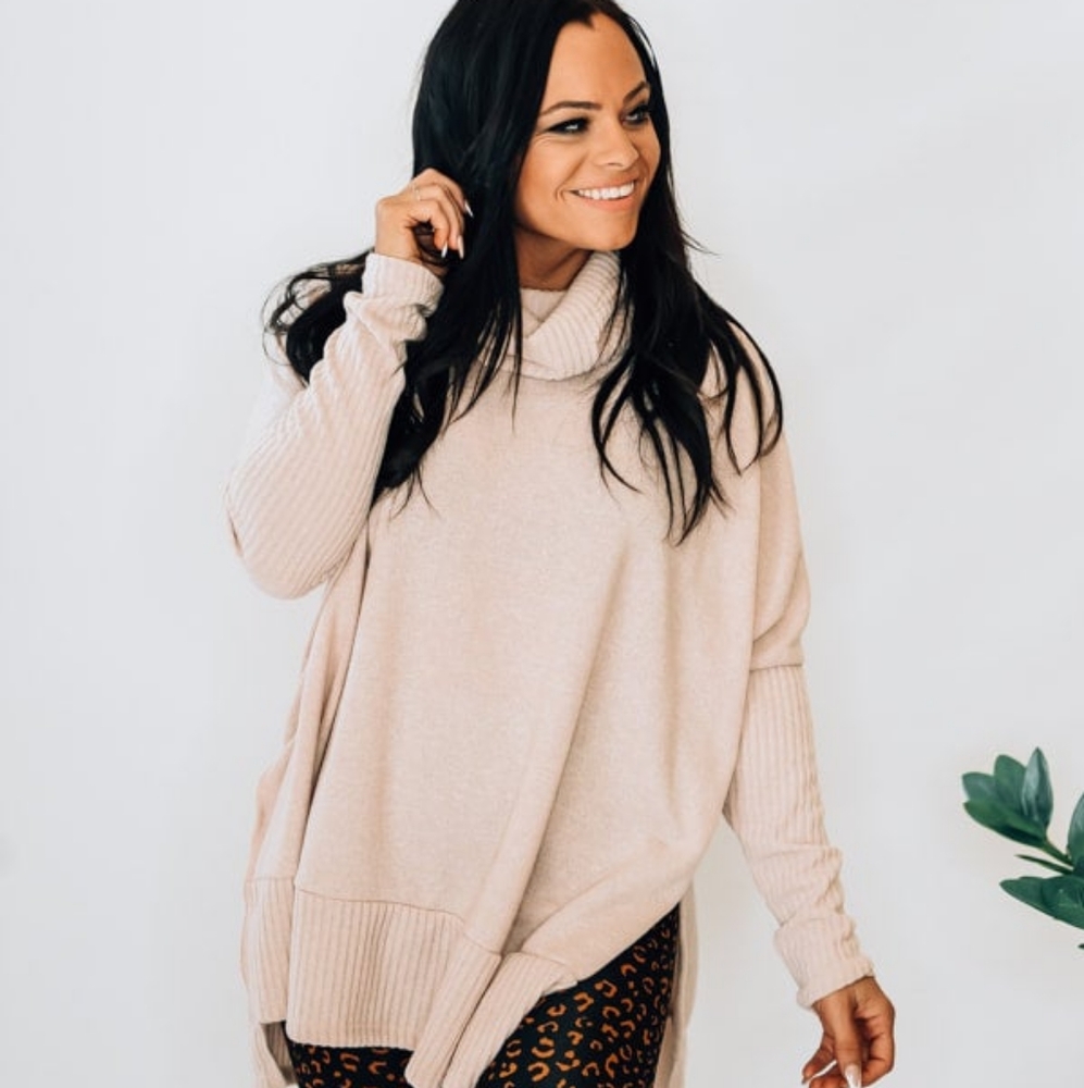 OATMEAL COWLNECK SWEATER